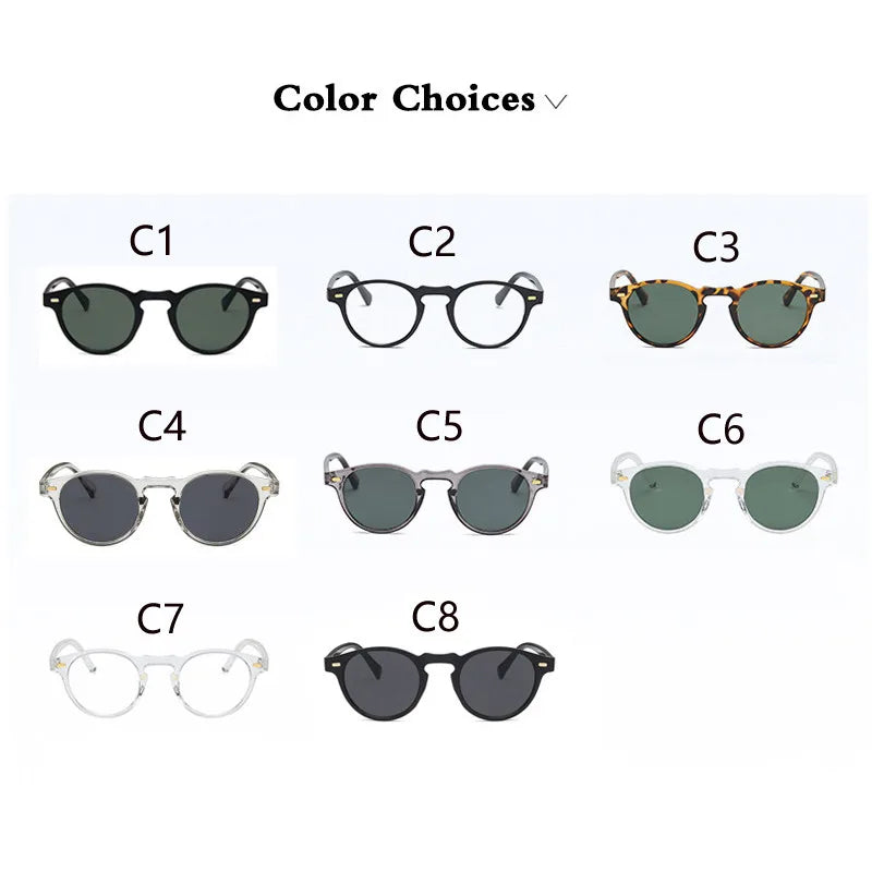 2024 Round Cat Eye Retro Men Sunglasses Fashion Women Brand Designer Driving Sunglasses Men and Women Glasses Oculos De Sol